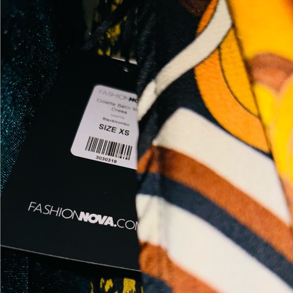 XS- Fashion Nova NWT Belted High Low Baroque Print - Picture 4 of 4